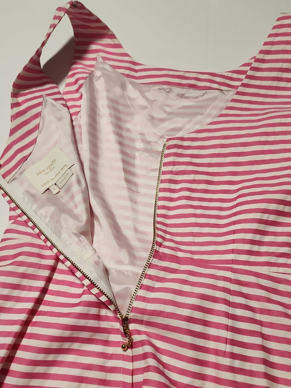 Kate Spade Jillian Candy Pink and White Striped Bow-Front Dress